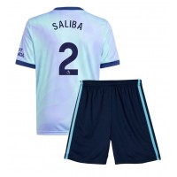 Maglia Calcio Arsenal William Saliba #2 Terza Divisa Bambino 2024-25 Manica Corta (+ pantaloncini)